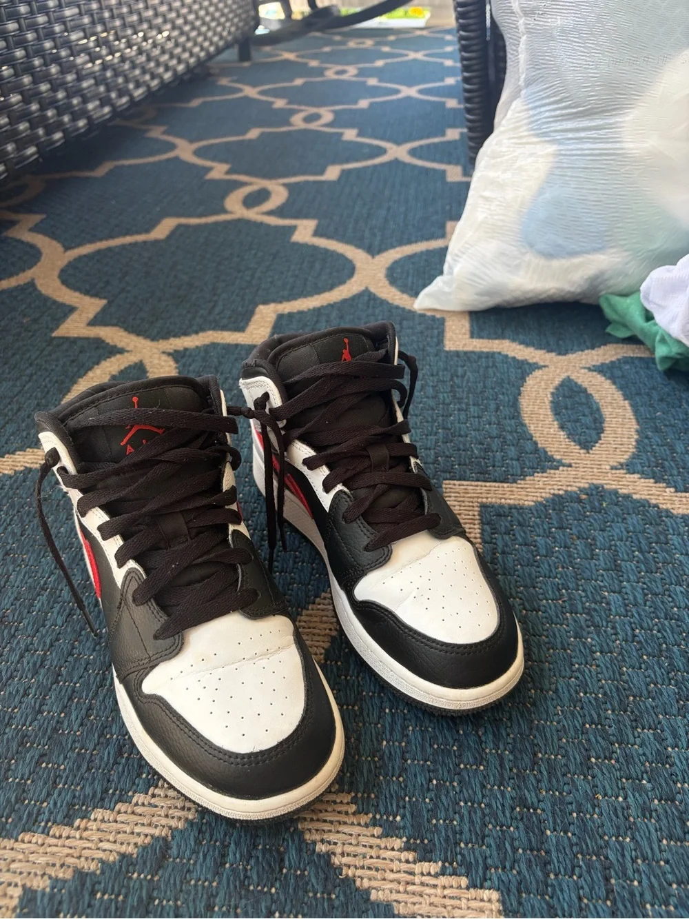 Nike Men's Black White Red Air Jordan-Style High Top Sneakers